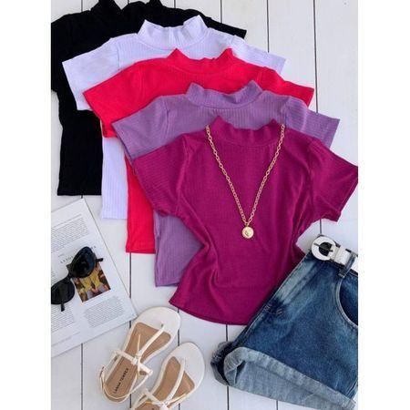 Cropped Blusa Gola Alta Canelado