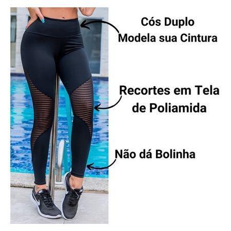 Calça Legging Cintura Alta com Tela de Poliamida