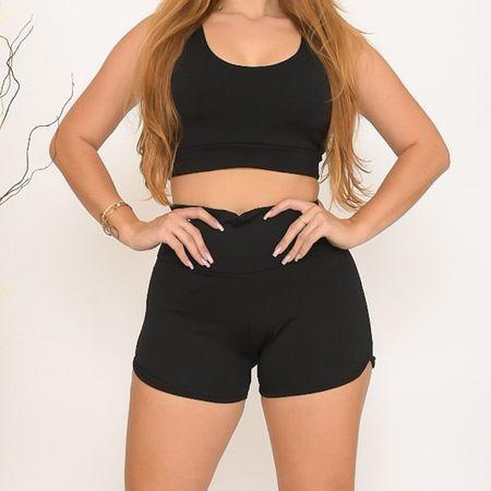 Shorts Academia - Cós Alto - Short Fitness Feminino - Preto