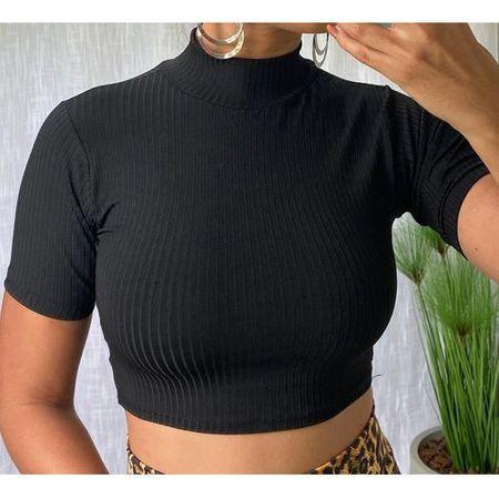 Cropped Blusa Gola Alta Canelado