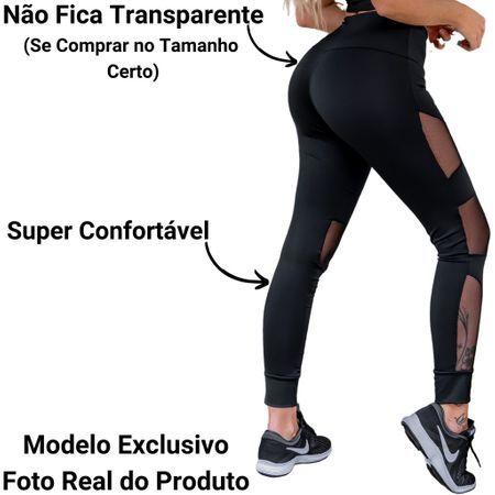 Calça Legging Fitness Suplex Grosso com Tule