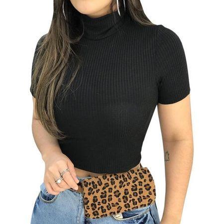 Cropped Blusa Gola Alta Canelado