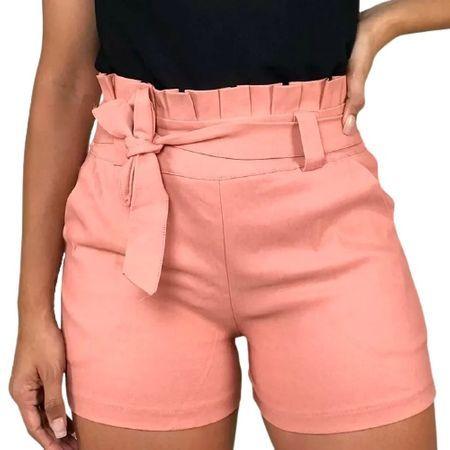 Shortinho Feminino Cintura Alta Laço Bengaline