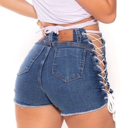 Shorts Jeans com Amarração Lateral