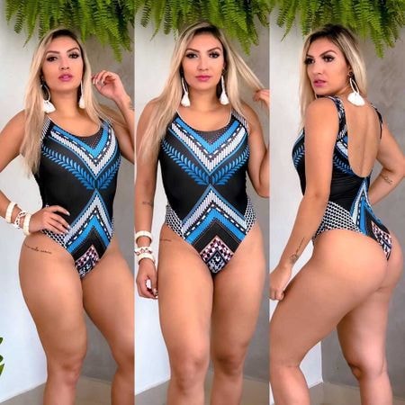 Body Maiô Feminino Suplex Estampados Cavado Modelo Elástico