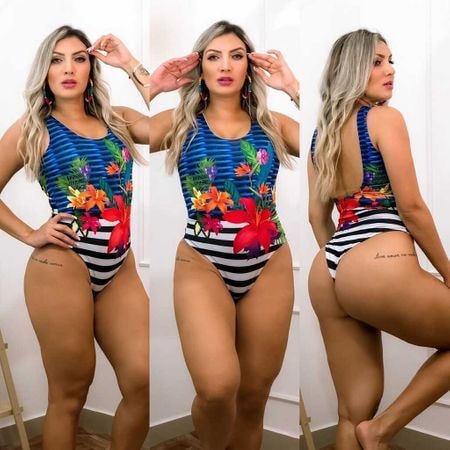 Body Maiô Feminino Suplex Estampados Cavado Modelo Elástico