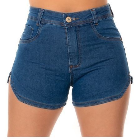 Shorts Jeans Cintura Alta - Recortes Laterais