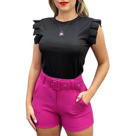 Blusa Canelada Regata com Babado