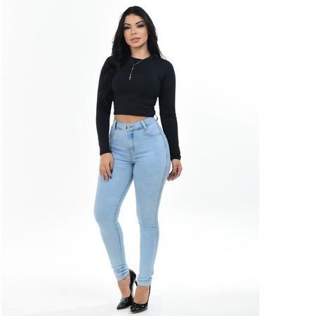 Calça Jeans Levanta Bumbum Cintura Alta com Lycra