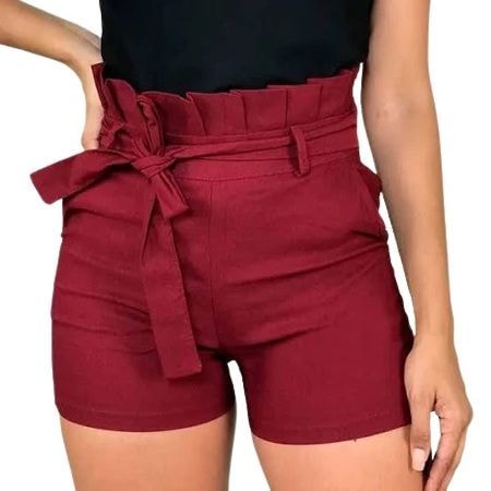 Shortinho Feminino Cintura Alta Laço Bengaline