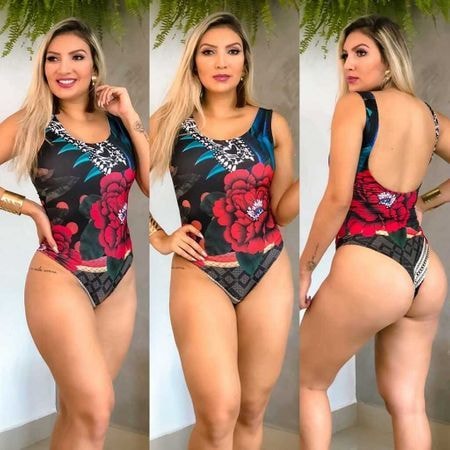 Body Maiô Feminino Suplex Estampados Cavado Modelo Elástico