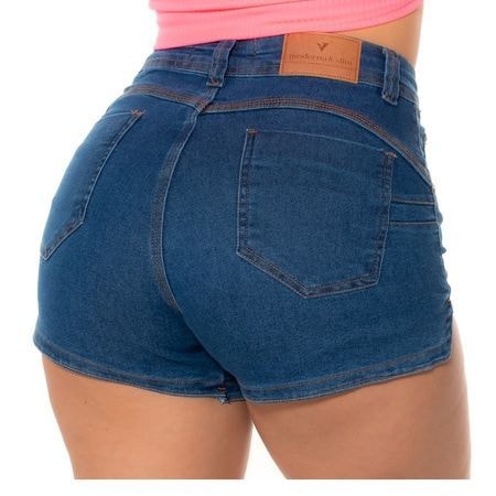 Shorts Jeans Cintura Alta - Recortes Laterais